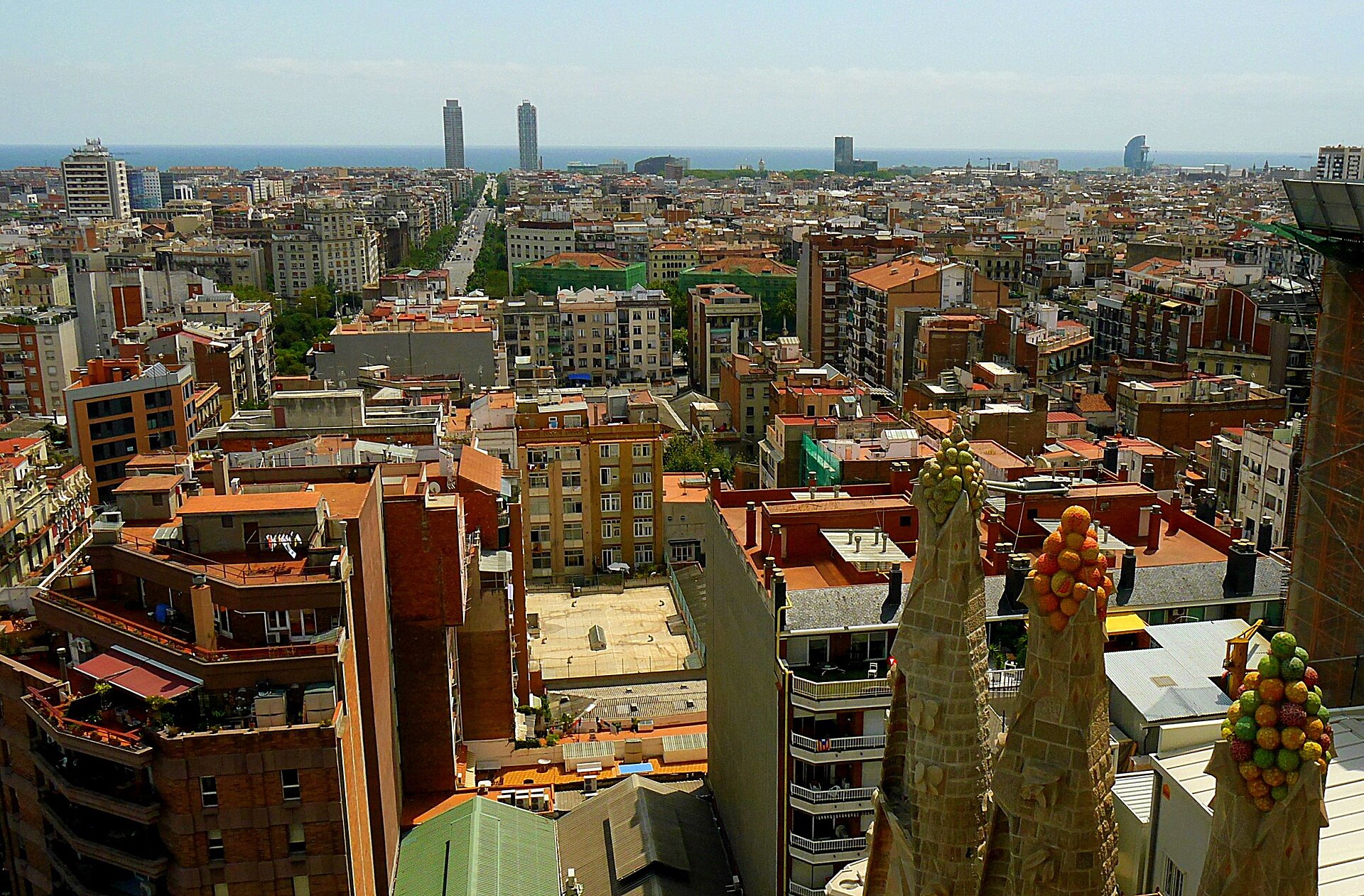 Sagrada Família and the Barcelona skyline above the Mediterranean cruise port